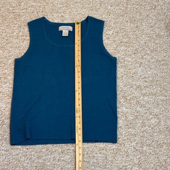 Passports Blue Tank Top Women XL Pink  Ribbed Stretch  Cotton Pullover - Picture 7 of 8
